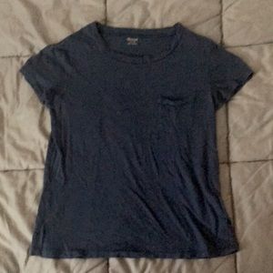 Blue short sleeve chest pocket shirt